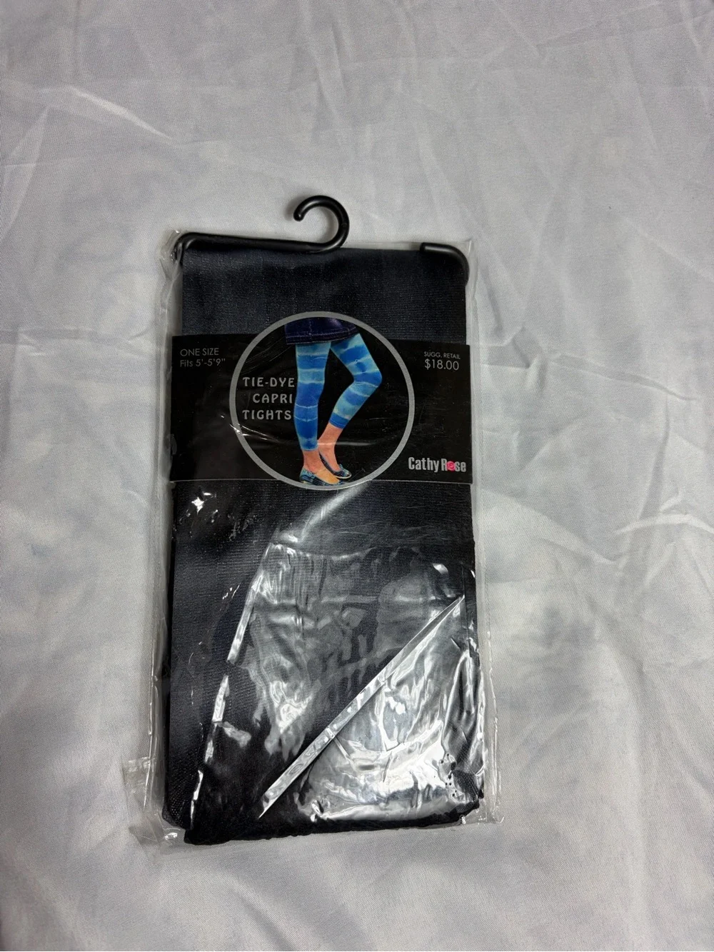 NWT vintage Cathy Rose Y2K black / gray tie dye capri tights one size